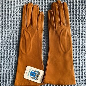 NWT Portolano Elegant Long  Napa  Tan Leather Gloves size 7 $159